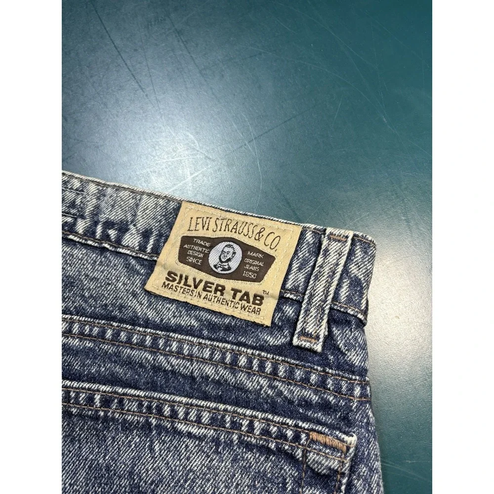Vintage LEVIS 512 Silvertab Jeans Men 32x34 Slim Taper Acid-Wash 90s Made In USA